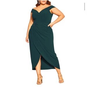 City Chic One Ripple Love Off Shoulder Maxi Dress